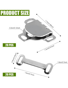 20 Juegos de Ganchos y Ojos de Cierre de Costura Plata 17mm 2