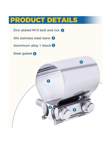 Abrazadera de Escape UBOG 6.99 cm Acero Inoxidable