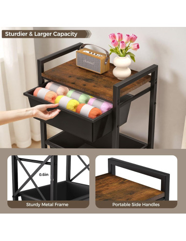 Carro de Almacenamiento Rodante Time Forest 3 Niveles Negro