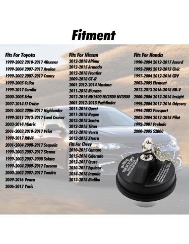 Tapa de combustible CADICATV para Toyota, Nissan y Chevy