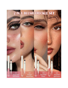 Bolígrafo de Rubor con Pecas 2 en 1 - Nude Rosa y Marrón Rojo 2