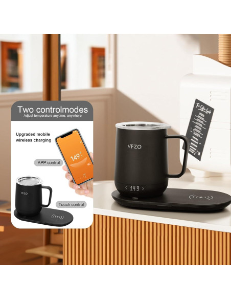 Taza Inteligente VFZO 355ml Autocalentable Negro 65C