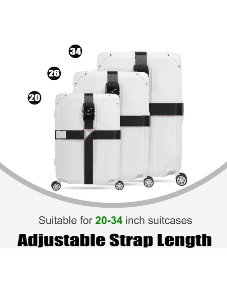 Correas de Equipaje Stargaz Aprobadas por TSA Ajustables Negro