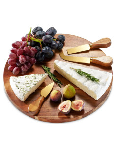 Juego de Tabla de Queso Godinger de Acacia con Cuchillos 29.85 cm