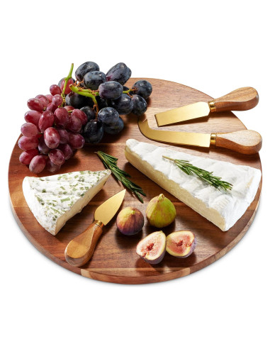 Juego de Tabla de Queso Godinger de Acacia con Cuchillos 29.85 cm