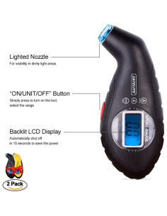 Medidor Digital de Presión de Neumáticos SAFELIFE 150 PSI LCD 2