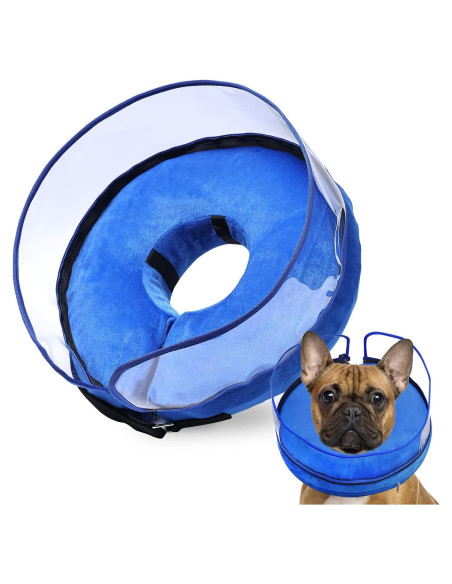 Collar Inflable BARKLESS para Perros M - Azul, Post-Cirugía