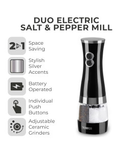 Molino Eléctrico Dúo de Sal y Pimienta Tower, Negro 2