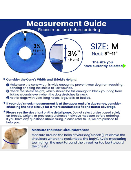 Collar Inflable BARKLESS para Perros M - Azul, Post-Cirugía