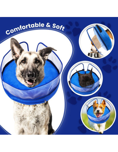 Collar Inflable BARKLESS para Perros M - Azul, Post-Cirugía