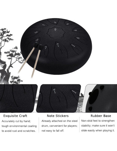 Tambor de Lengua de Acero Ranch 30.48 cm 11 Notas Clave C Negro