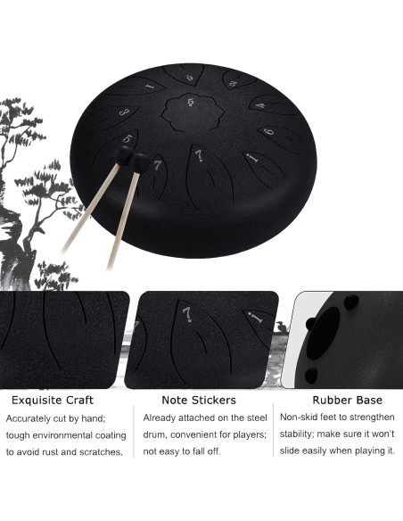Tambor de Lengua de Acero Ranch 30.48 cm 11 Notas Clave C Negro
