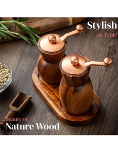 Juego de Molinillos de Sal y Pimienta Stelalloy de Madera 2