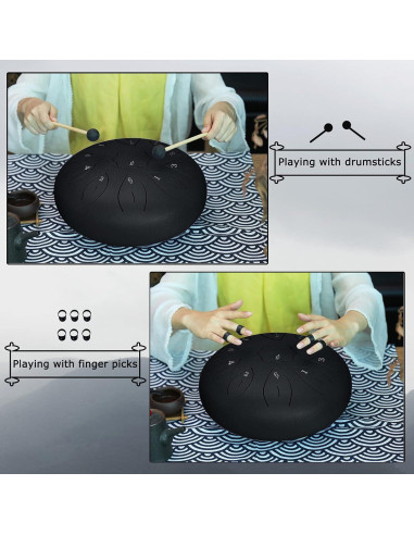 Tambor de Lengua de Acero Ranch 30.48 cm 11 Notas Clave C Negro