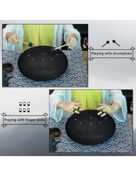 Tambor de Lengua de Acero Ranch 30.48 cm 11 Notas Clave C Negro