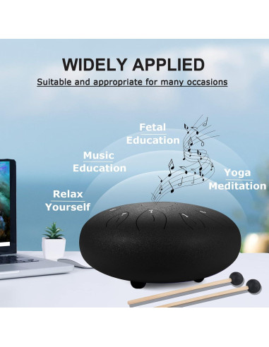 Tambor de Lengua de Acero Ranch 30.48 cm 11 Notas Clave C Negro