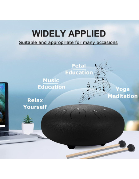 Tambor de Lengua de Acero Ranch 30.48 cm 11 Notas Clave C Negro