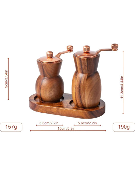 Juego de Molinillos de Sal y Pimienta Stelalloy de Madera