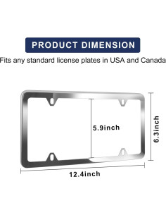 Marco de Placa de Licencia Acero Inoxidable Cromado 2 Pcs 2