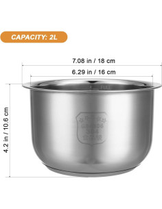 Olla Arrocera de Acero Inoxidable Angoily 2L 6 Tazas 2