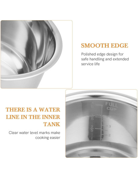 Olla Arrocera de Acero Inoxidable Angoily 2L 6 Tazas
