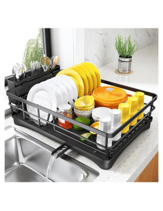 Escurridor de Platos SNTD Negro con Soporte para Utensilios