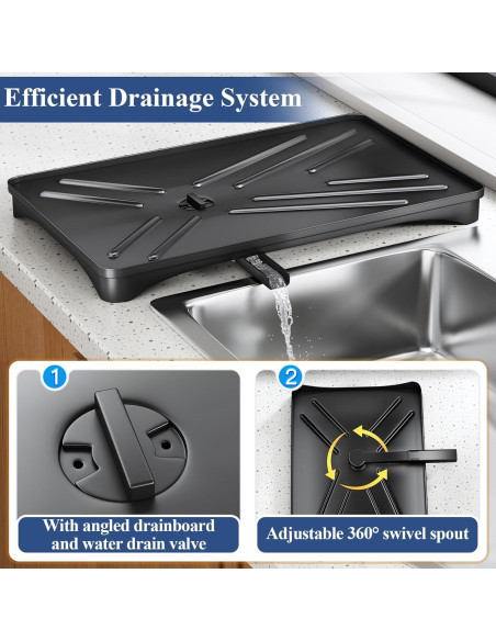 Escurridor de Platos SNTD Negro con Soporte para Utensilios