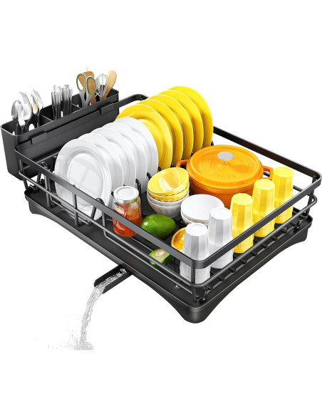 Escurridor de Platos SNTD Negro con Soporte para Utensilios