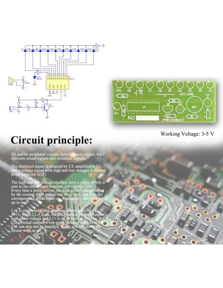 Kit de Práctica de Soldadura ISolderStore CD4017 con 10 LEDs