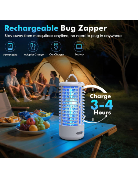 Zapper de Insectos Recargable ZECHUAN 4000mAh Blanco