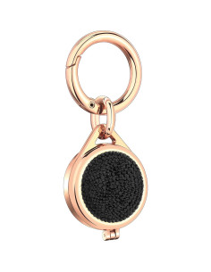 Funda Brillante para AirTag ywdbq con Llavero - Negro y Oro Rosa 2