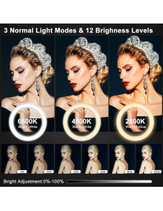 Anillo de Luz Selfie RGB 33 cm WisaKey con Trípode 193 cm 2