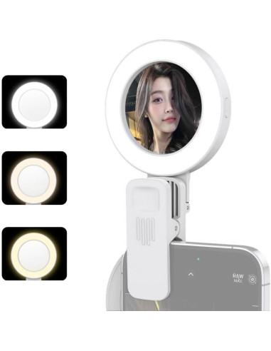 Luz de Anillo Selfie Andoer Clip-on con Espejo 3 Modos
