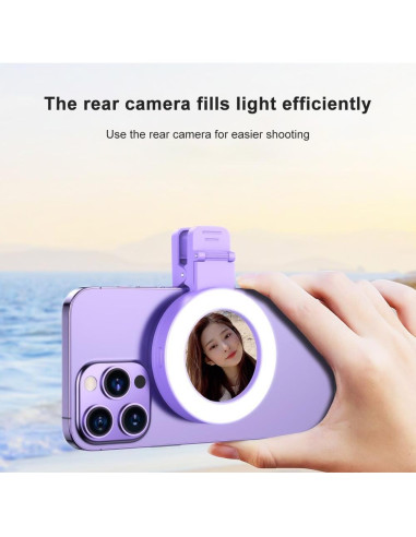 Luz de Anillo Selfie Andoer Clip-on con Espejo 3 Modos
