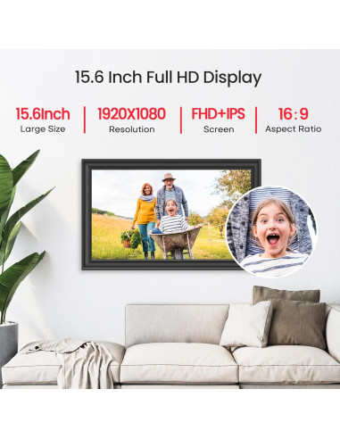 Marco de Fotos Digital Frameo WiFi 15.6" 64GB Pantalla Full HD