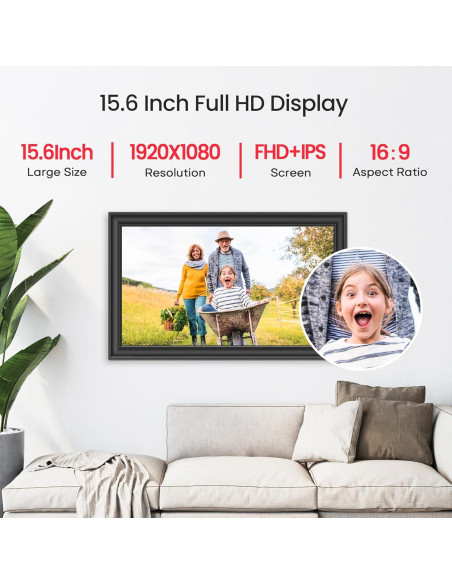 Marco de Fotos Digital Frameo WiFi 15.6" 64GB Pantalla Full HD