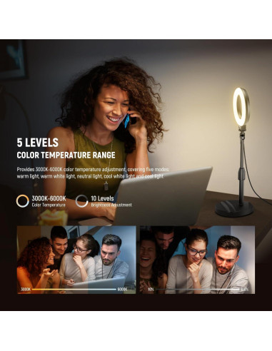 Luz de Anillo LED NEEWER BR60 10W Ajustable para Selfies