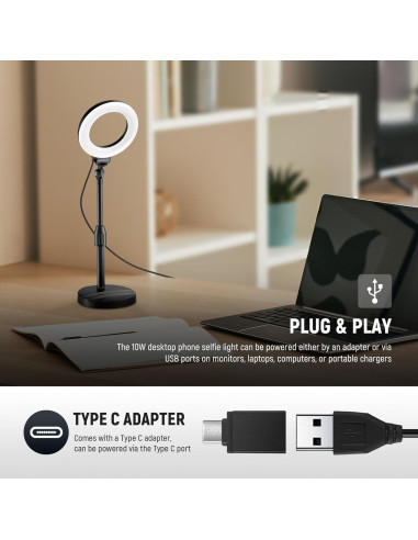 Luz de Anillo LED NEEWER BR60 10W Ajustable para Selfies