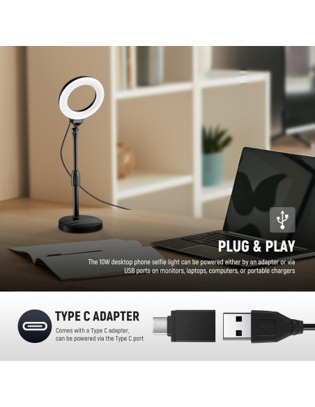Luz de Anillo LED NEEWER BR60 10W Ajustable para Selfies