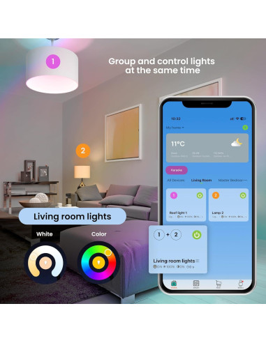 Kit de Bombillas LED Inteligentes VTA+ E27 RGB x2 9W