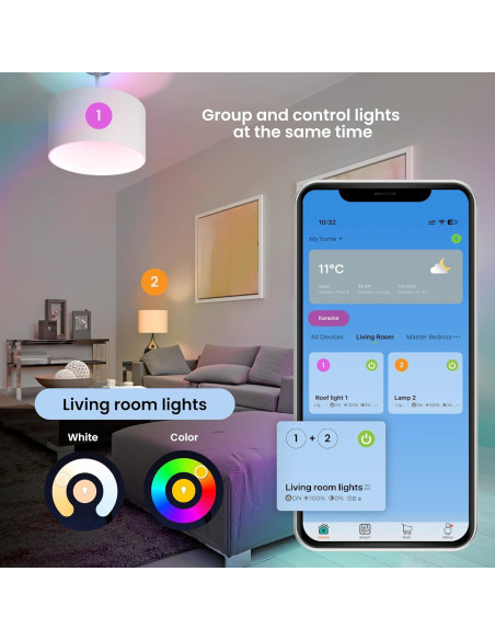 Kit de Bombillas LED Inteligentes VTA+ E27 RGB x2 9W