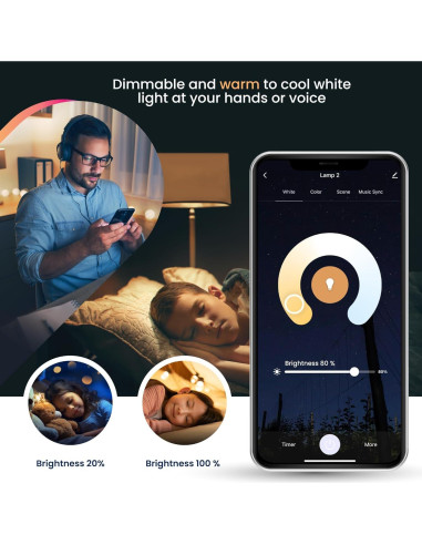 Kit de Bombillas LED Inteligentes VTA+ E27 RGB x2 9W