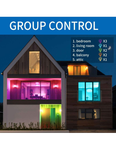 Bombillas Inteligentes ANWIO 8.5W E26 Paquete de 2 Control Wifi