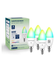 Bombillas Inteligentes E12 Matter 6W 4PCS RGBW Compatible con Alexa