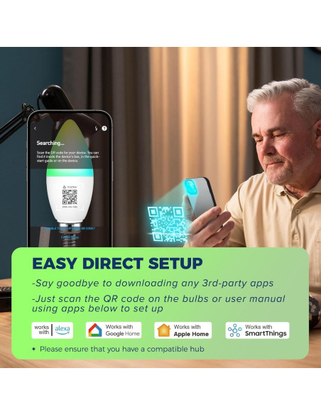 Bombillas Inteligentes E12 Matter 6W 4PCS RGBW Compatible con Alexa
