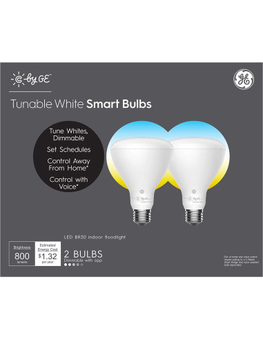 Bombillas LED inteligentes GE CYNC BR30, 11W, 800 Lúmenes, 2 unidades