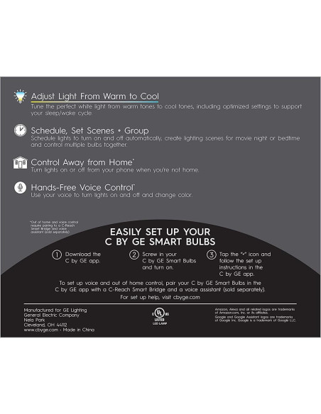 Bombillas LED inteligentes GE CYNC BR30, 11W, 800 Lúmenes, 2 unidades