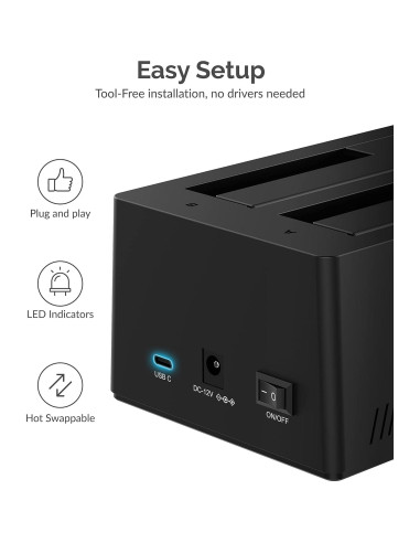 Estación de Acoplamiento SATA Sabrent EC-CH2B 2 Bahías 5Gbps