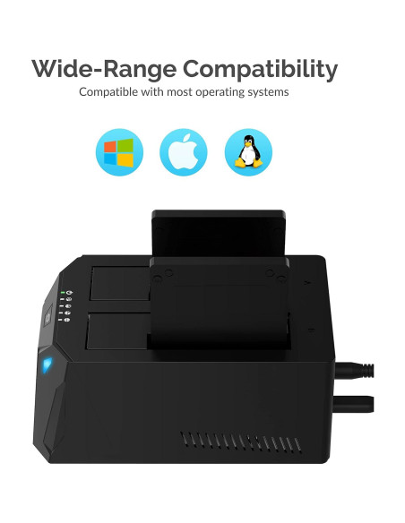 Estación de Acoplamiento SATA Sabrent EC-CH2B 2 Bahías 5Gbps