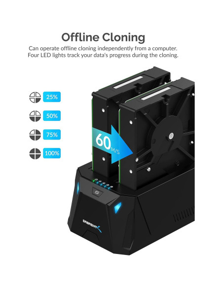 Estación de Acoplamiento SATA Sabrent EC-CH2B 2 Bahías 5Gbps